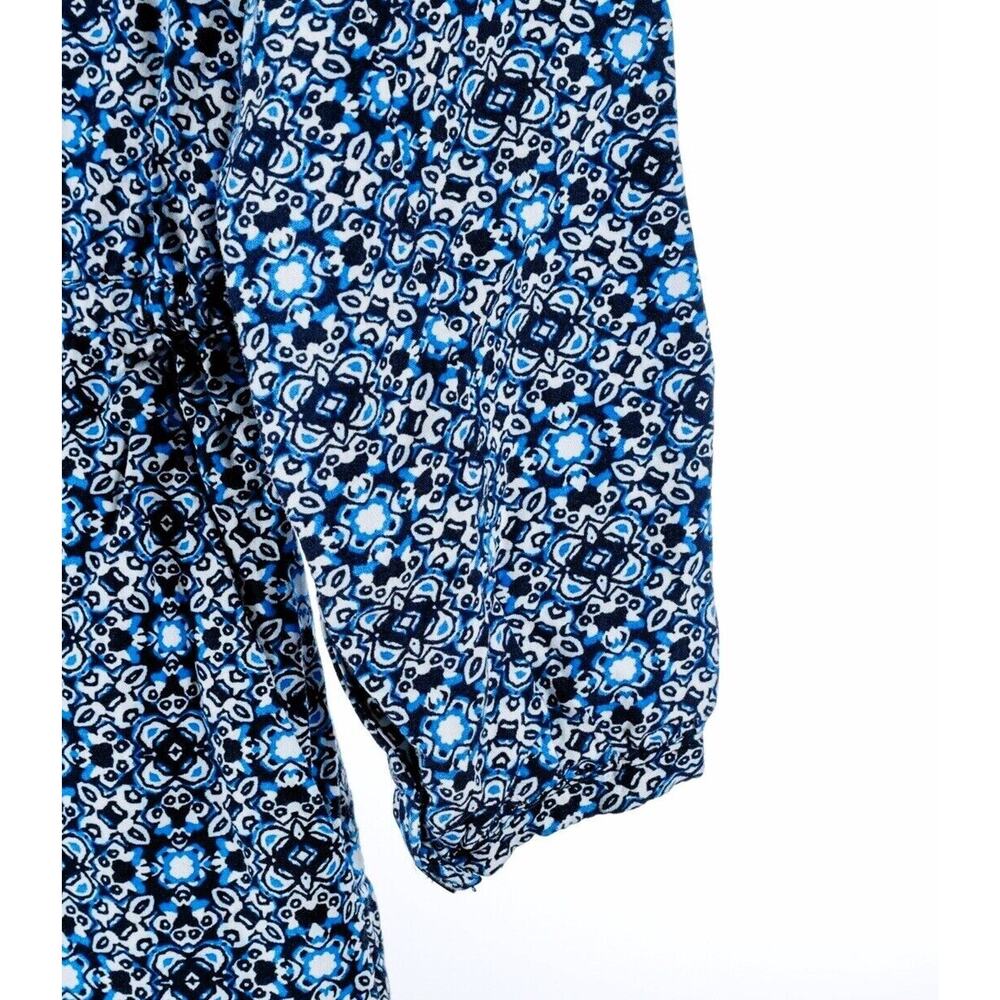 Gap Ditsy Floral Blue Romper Dress Shorts Easy Care Rayon Elastic Pockets M - Picture 6 of 8